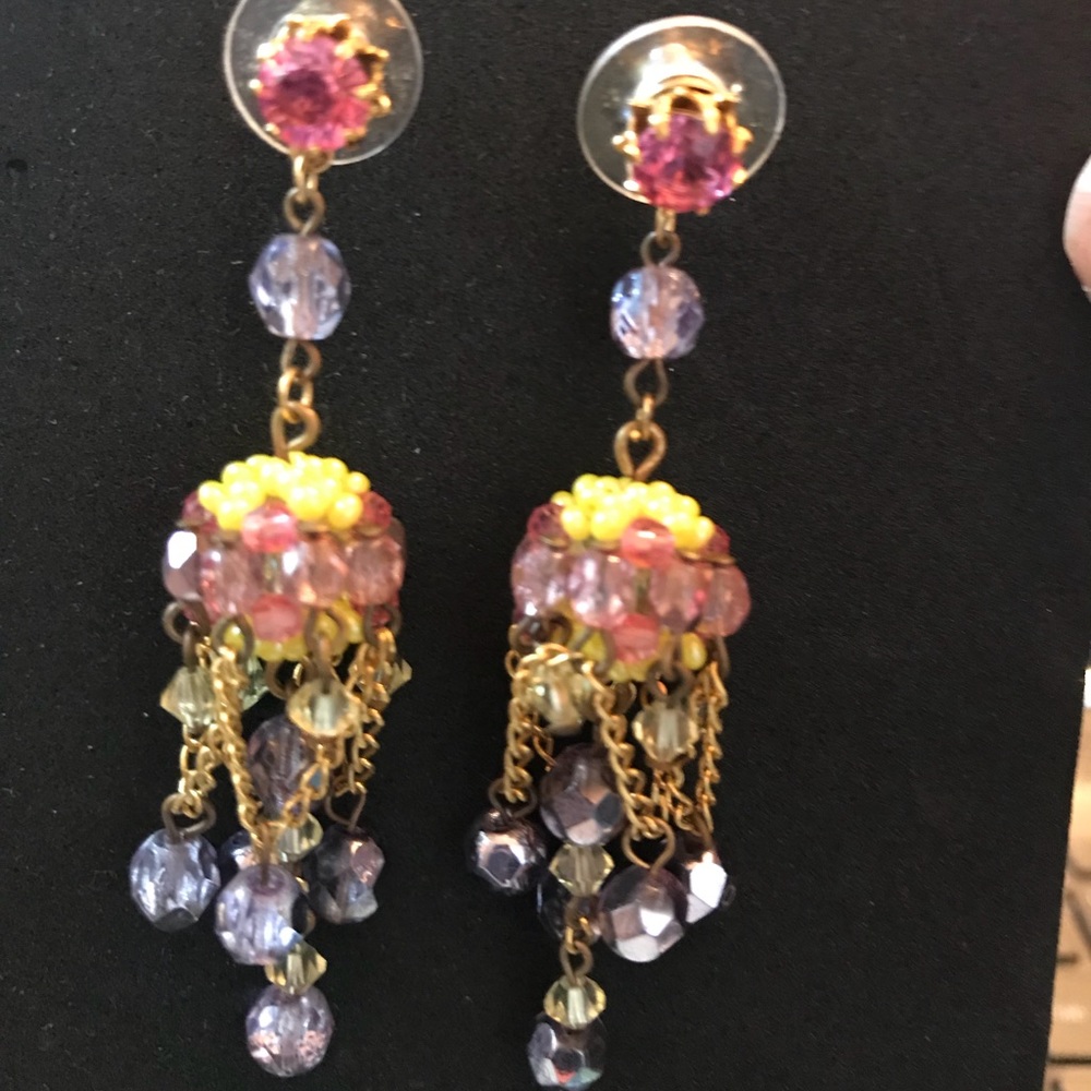 Pink stud drop ball dangles